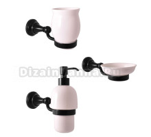 Набор Стакан Rav Slezak Morava MKA0201CMAT черный матовый + Мыльница MKA0300CMAT черная матовая + Дозатор MKA0303CMAT черный матовый