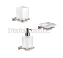 Набор Стакан Rav Slezak Nil NLA0201MGL серый металлик глянцевый + Мыльница NLA0300MGL серый металлик глянцевый + Дозатор NLA0303MGL серый металлик глянцевый