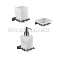 Набор Стакан Rav Slezak Nil NLA0201MG серый металлик + Мыльница NLA0300MG серый металлик + Дозатор NLA0303MG серый металлик