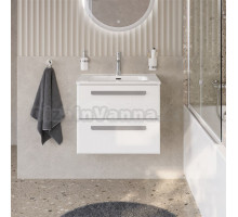 Тумба с раковиной Cezares Eco Cer-N 60 bianco lucido, раковина Duet 60, ручки серые