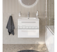 Тумба с раковиной Cezares Eco Cer-N 60 bianco lucido, раковина Duet 60, ручки сатин