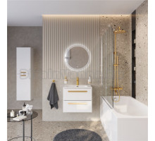 Мебель для ванной комнаты Cezares Eco Cer-N 60 bianco lucido, раковина Duet 60, ручки сатиновое золото