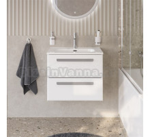 Тумба с раковиной Cezares Eco Cer-N 70 bianco lucido, раковина Duet 70, ручки серые