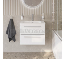 Тумба с раковиной Cezares Eco Cer-N 70 bianco lucido, раковина Duet 70, ручки сатин