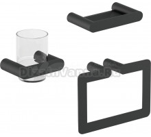 Набор Стакан Nofer Verona 16881.N черный + Мыльница 16875.N черная + Полотенцедержатель 16880.N черный