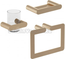 Набор Стакан Nofer Verona 16881.G золотой + Мыльница 16875.G золотая + Полотенцедержатель 16880.G золотой