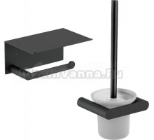 Набор Ершик Nofer Verona 16877.N черный + Держатель 16876.N черный, с полкой для телефона