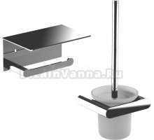 Набор Ершик Nofer Verona 16877.B нержавеющая сталь + Держатель 16876.B нержавеющая сталь, с полкой для телефона