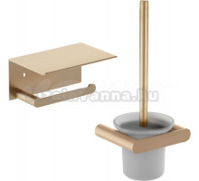 Набор Ершик Nofer Verona 16877.G золотой + Держатель 16876.G золотой, с полкой для телефона