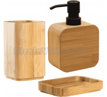 Набор Стакан Ridder Natural бамбук + Мыльница бамбук + Дозатор бамбук