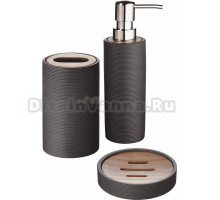 Набор Стакан Ridder Roller 2105207 для зубных щеток, серый + Мыльница 2105307 серая + Дозатор 2105507 серый