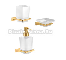 Набор Стакан Rav Slezak Nil NLA0201ZK золотистый крацованный + Мыльница NLA0300ZK золотистый крацованный + Дозатор NLA0303ZK золотистый крацованный