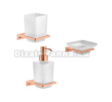 Набор Стакан Rav Slezak Nil NLA0201ZRL розовый золотистый глянцевый + Мыльница NLA0300ZRL розовый золотистый глянцевый + Дозатор NLA0303ZRL розовый золотистый глянцевый