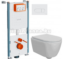 Комплект 3 в 1 Унитаз подвесной DIWO Коломна 0700 + Инсталляция VitrA V-Fix Core 732-5800-01PV + Кнопка Root Round 740-2200 цвет глянцевый белый