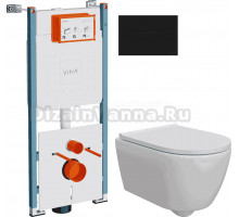 Комплект 3 в 1 Унитаз подвесной DIWO Коломна 0700 + Инсталляция VitrA V-Fix Core 732-5800-01PV + Кнопка Root Round 740-2211 цвет матовый черный