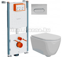 Комплект 3 в 1 Унитаз подвесной DIWO Коломна 0700 + Инсталляция VitrA V-Fix Core 732-5800-01PV + Кнопка Root Round 740-2280 цвет хром