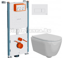 Комплект 3 в 1 Унитаз подвесной DIWO Коломна 0700 + Инсталляция VitrA V-Fix Core 732-5800-01PV + Кнопка Root Square 740-2300 цвет глянцевый белый