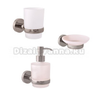 Набор Стакан Rav Slezak Colorado COA0201MGL серый металлик глянцевый + Мыльница COA0300MGL серый металлик глянцевый + Дозатор COA0303MGL серый металлик глянцевый