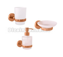 Набор Стакан Rav Slezak Colorado COA0201ZRK розовый золотистый крацованный + Мыльница COA0300ZRK розовый золотистый крацованный + Дозатор COA0303ZRK розовый золотистый крацованный