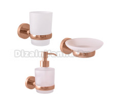 Набор Стакан Rav Slezak Colorado COA0201ZRL розовый золотистый глянцевый + Мыльница COA0300ZRL розовый золотистый глянцевый + Дозатор COA0303ZRL розовый золотистый глянцевый