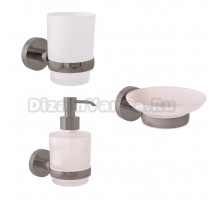 Набор Стакан Rav Slezak Colorado COA0201MGK серый металлик крацованный + Мыльница COA0300MGK серый металлик крацованный + Дозатор COA0303MGK серый металлик крацованный