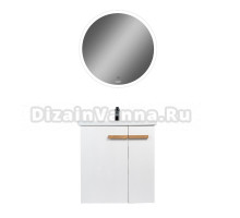 Мебель для ванной комнаты VIANT Мюнхен 70 подвесная, с дверцами, матовая белая, натуральный ясень