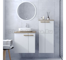 Мебель для ванной комнаты VIANT Мюнхен L70 подвесная, 2 дверцы, матовая белая, натуральный ясень