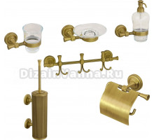 Набор Мыльница Migliore Fortuna подвесная, стекло, бронза + Дозатор подвесной, стекло, бронза + Стакан подвесной, стекло, бронза + Ершик 27729 бронза + Держатель 27693 бронза + Крючок 27716 тройной, бронза