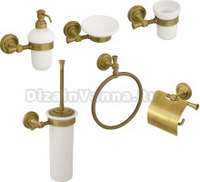 Набор Мыльница Migliore Fortuna подвесная, керамика, бронза + Дозатор подвесной, керамика, бронза + Стакан подвесной, керамика, бронза + Полотенцедержатель 27687 бронза + Ершик 27735 бронза + Держатель 27693 бронза