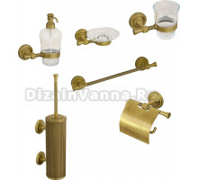 Набор Мыльница Migliore Fortuna подвесная, стекло, бронза + Дозатор подвесной, стекло, бронза + Стакан подвесной, стекло, бронза + Полотенцедержатель 27662 бронза + Ершик 27729 бронза + Держатель 27693 бронза
