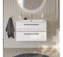 Тумба с раковиной Cezares Eco Cer-N 80 bianco lucido, раковина Eco 80, ручки серые