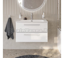 Тумба с раковиной Cezares Eco Cer-N 80 bianco lucido, раковина Eco 80, ручки сатин