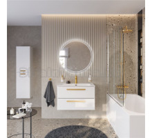 Мебель для ванной комнаты Cezares Eco Cer-N 80 bianco lucido, раковина Eco 80, ручки сатиновое золото