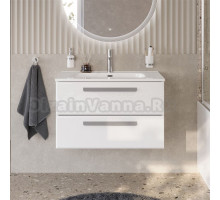 Тумба с раковиной Cezares Eco Cer-N 80 bianco lucido, раковина Duet 80, ручки серые