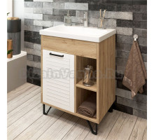 Тумба с раковиной EvaGold Olsen 60 белое дерево, дуб баррик