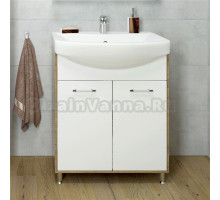 Тумба с раковиной EvaGold Шимо 65 белый глянец, ясень шимо светлый