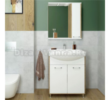 Мебель для ванной комнаты EvaGold Шимо 65 белый глянец, ясень шимо светлый