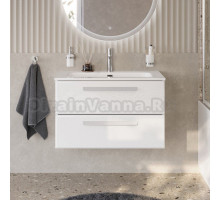 Тумба с раковиной Cezares Eco Cer-N 80 bianco opaco, раковина Eco 80, ручки сатин