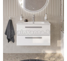 Тумба с раковиной Cezares Eco Cer-N 80 bianco opaco, раковина Duet 80, ручки серые