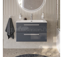 Тумба с раковиной Cezares Eco Cer-N 80 grafito, раковина Eco 80, ручки серые