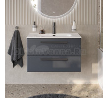 Тумба с раковиной Cezares Eco Cer-N 80 grafito, раковина Duet 80, ручки матовые черные