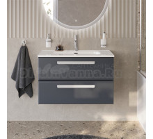 Тумба с раковиной Cezares Eco Cer-N 80 grafito, раковина Duet 80, ручки сатин