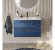 Тумба с раковиной Cezares Eco Cer-N 80 sapfiro, раковина Duet 80, ручки матовые черные