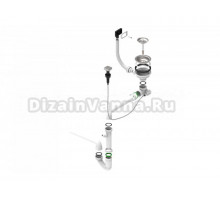 Сифон для мойки Alveus 1127251 40 мм, трубный, серебро, нержавеющая сталь