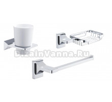 Стакан Rose RG16 RG1612 хром + Мыльница Rose RG16 RG1604 хром + Полотенцедержатель Rose RG1606 хром