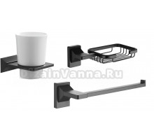 Набор Стакан Rose RG16H RG1612H черный + Мыльница RG1604H черный + Полотенцедержатель RG1606H черный