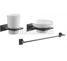 Набор Стакан Rose RG16H RG1612H черный + Мыльница RG1603H черный + Полотенцедержатель RG1617H черный