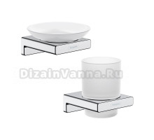 Набор Стакан Hansgrohe AddStoris 41749000 настенный, хром, стеклянный + Мыльница 41746000 настенная, стеклянная, хром