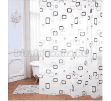 Штора для ванной Рыжий кот Квадраты 180х180, белая, квадраты