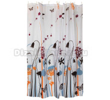 Штора для ванной Рыжий кот SC-PE-10 180х180, белая, цветы, бабочки